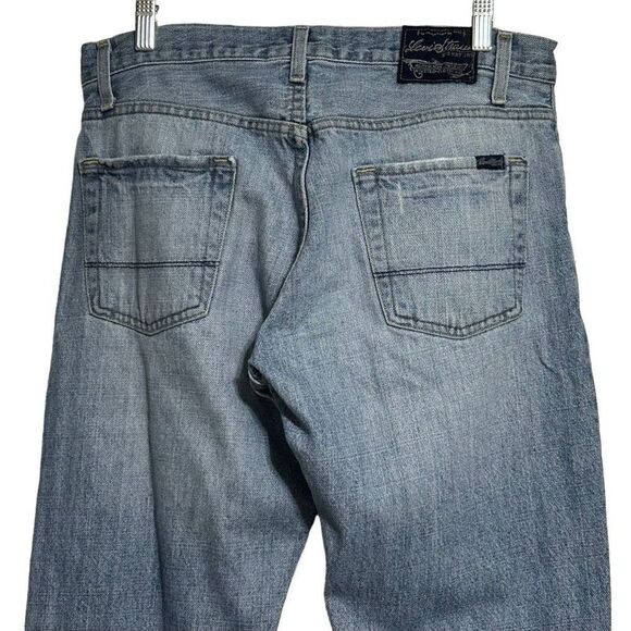 Levi Strauss Signature Men’s Jeans 34 X 32 Slim Bootcut Factory Distressed - Picture 7 of 10